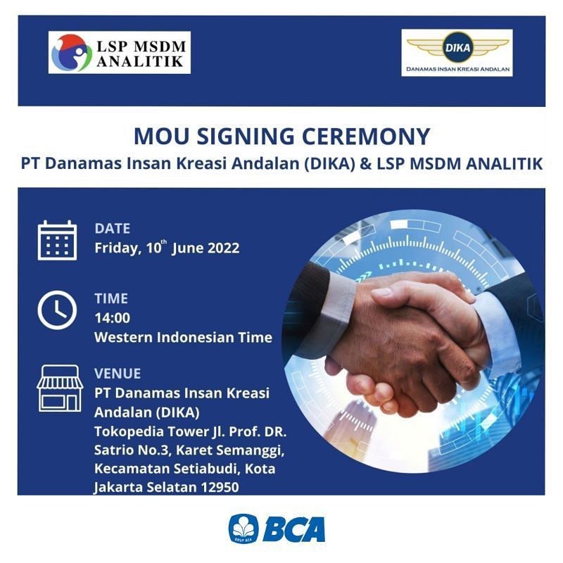 LSP MSDM Analitik Jalin Kerja Sama Strategis dengan PT DIKA (BCA Group) untuk Standardisasi Kompetensi Karyawan